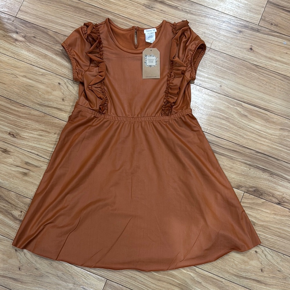 Kids Ruffled Rust Colored Dress